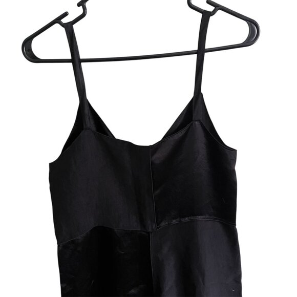 Zara Women's Black Slip Dress Satin Effect Midi Spaghetti Strap Classic Party XS - Picture 3 of 11